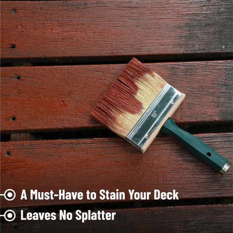 4-inch brush from Deck Stain Brush Set 3 Pack With 4 Inch 5 Inch And 6 Inch Brushes For Big Decks And Wood Wall Jobs on stained deck