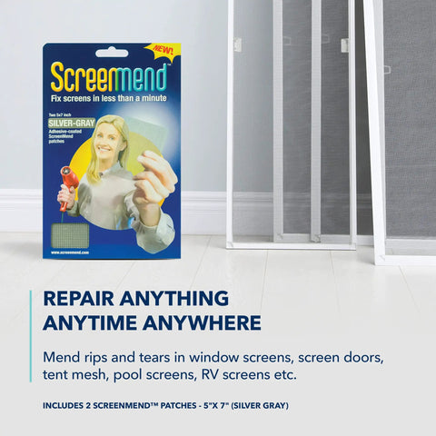 Window Screen Repair Kit 5 By 7 Inch Patch Silver Two Patches For A Quick Handy Screen Fix On Window Screens Doors Tent Mesh
