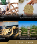 Half Inch Manila Rope 600 Feet Twisted Three Strand Natural Fiber for landscaping, crafting, and DIY projects in various uses