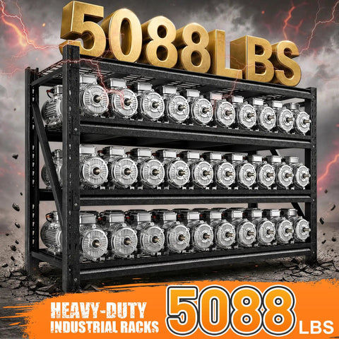 Heavy Duty 68.3 Inch Wide Garage Shelving Rack For Shop Storage, 72 Inch High, 23.4 Inch Deep Shelves To Fit Large Totes And Pallets, Space Saving Industrial Steel Shelves For Tools, Boxes, And Bins, black steel rack