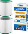Replacement HEPA Filter 2 Pack For Dyson TP01 TP02 TP03 BP01 Air Purifier shown in box with two cylindrical filters