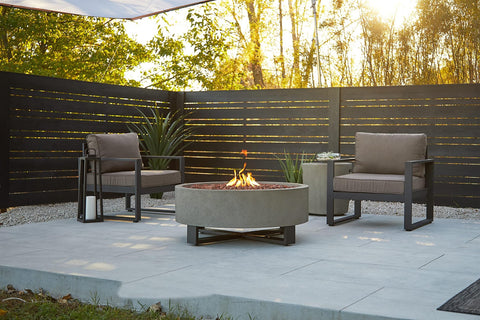 Contemporary Propane Fire Bowl 40x40 Inch Round Glacier Gray Finish No Fuss Weather Resistant Outdoor Fire Pit with flames