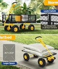 Heavy Duty Steel Garden Cart With 900 Lb Capacity 38x20 Rust Proof Bed 10 Inch Wheels And ATV Or Tractor Attachment Ideal For Yard Chores