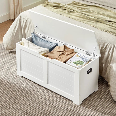 Big Capacity Storage Bench Seat With Reliable Dual Hinges Cozy Entryway Chest For Keeping Throw Blankets And Work Boots Under Tight Wraps Heavy Duty Living Room Organizer That Truly Is A Game Changer For Everyday Declutter Moves