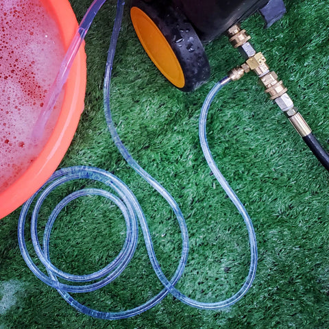 Raincovo pressure washer siphon hose, transparent tubing with brass fittings, 10 ft, includes 3 filters