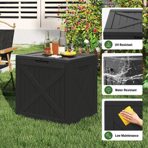 31 Gallon Barn Style Outdoor Deck Box Waterproof Storage Chest With Lockable Lid Built Tough Weatherproof UV Resistant Resin Bin