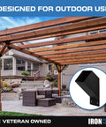 Installed 4x4 Pergola Brackets Kit Eight Pack Beefy Powder Coated Steel Corner Braces for DIY Pergola Build Gazebo Roof Kit