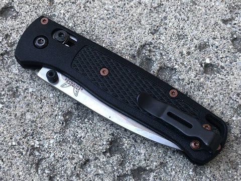 Kick Ass Copper Powder Coated Torx Screw Set Spice Up Your Blade With Slick Stainless Steel Fasteners on folding knife handle.