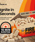 Natural Wood Fire Starters Bulk 150 Count For Campfires Fireplaces Grills BBQ Charcoal Wood Stoves And Fire Pits Odorless Non Toxic Waterproof Instant Ignite Long Lasting Burn in open box