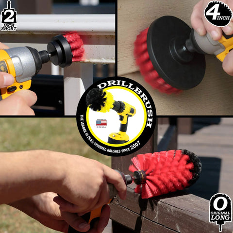 Drill Powered Outdoor Cleaning Brush Kit For Patio, Deck, Concrete And Gutters, Heavy Duty Scrub Set, hands cleaning surfaces