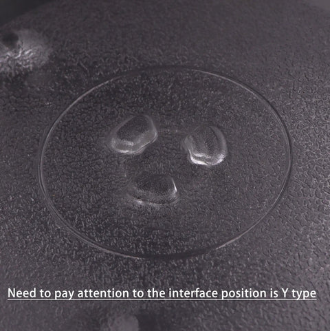 Close-up of 12.5 Inch Microwave Turntable Glass Plate Replacement Universal Fit With Y Bottom General No Brainer Heat Resistant