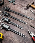 Four 8-Inch Digital Calipers With Extra Large Display, Stainless Steel Measuring Tools for Inch Fractions and Millimeter Conversion.