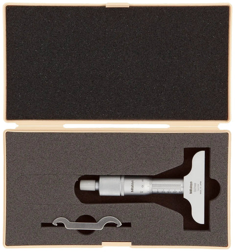 Vernier Depth Gauge With Micrometer Style Reading, 0 To 25 mm Range, 0.01 mm Graduation, Precision About 0.003 Mm in case