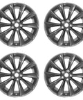 Fresh 21 Inch Replacement Wheel Set For Tesla Model S Staggered Turbine Charcoal Rims showing four alloy wheels from above.