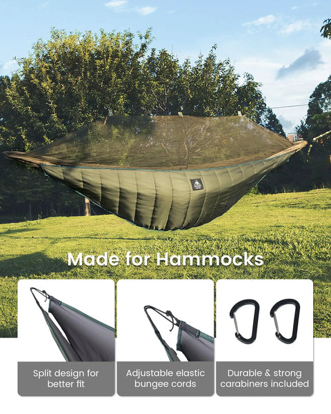 Ultralight Hammock Underquilt For Camping And Backpacking Full Length Quilt Keeps You Cozy In Hammocks For 3-4 Seasons Weighs Just 25oz