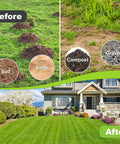 Before and after soil leveling using angled design lawn leveling rake with 30 by 10 inch stainless steel head for yard work