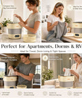 No Headache Foldable Portable Washing Machine With 17L Tub and Fast Spin Cycle during use for washing laundry in a compact kitchen.