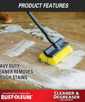Heavy Duty Cleaner Degreaser For Home And Pro Jobs Prep Concrete For Paints Stains And Sealers Improves Adhesion Environmentally Safe And Plant Friendly Safe For Grass And Plants 1 Gallon being used on concrete surface with brush
