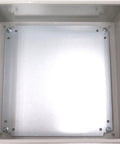 Interior view of Fully Enclosed IP66 Enclosure With UL Certified NEMA 4 16 Gauge Steel Single Door Hinge Cover Wall Mount 16x16x8.