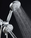 High Pressure 48 Mode Luxury 3 Way Shower Kit with dual rain head and handheld shower, extra long 6 foot stainless steel hose, chrome finish