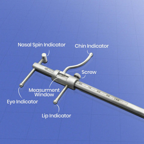 Pro Grade Adjustable Bracket Height Orthodontic Gauge With Movable Locator For Precise Occlusion And Prosthodontics VDO Scale Measuring 20mm To 100mm Dentist Lab Tool For Implants And Dental Prostheses stainless steel gauge with nasal, chin, lip and eye indicators