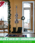 Wall Mounted Ski And Snowboard Storage Rack For Home, Garage, Or Cabin Holds 2 Pairs Of Skis Or 1 Snowboard, 50 Lb Capacity