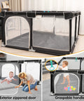 50x50 Inch Baby Playpen Play Yard Indoor Outdoor Gate for Toddlers and Babies, all view mesh design, waterproof Oxford cloth shown