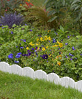 No-Dig Landscape Edging Kit With Anchoring Spikes, 4.5 Inch Tall White Wood-Look Garden Border For Raised Beds And Flower Borders in garden