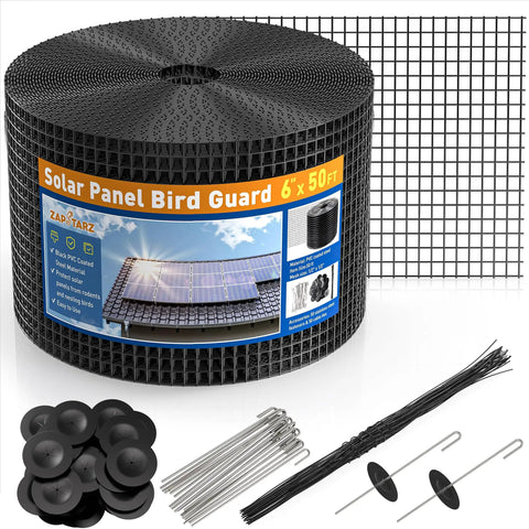 6 Inch 50 Ft Solar Panel Bird Guard And Wire Mesh Critter Barrier With 50 Fasteners PVC Coated Pigeon Netting Solar Panel Screen
