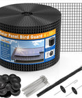 6 Inch 50 Ft Solar Panel Bird Guard And Wire Mesh Critter Barrier With 50 Fasteners displayed with accessories and label