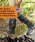 Adjustable Leg Gaiters Lightweight Waterproof Leg Guards For Men And Women Perfect For Hiking Hunting Trekking And Fishing Defense Force Camo 1 Pair in action crossing a stream