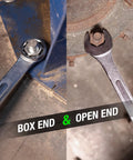 35mm Jumbo Combination Wrench Chrome Plated With Raised Panel Design on box and open end nuts and bolts
