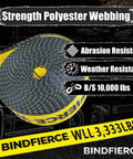 Heavy Duty Ratchet Straps 4 Pack 2 Inches By 15 Feet With J Hook Solid As A Rock For Secure Freight Hauling 10000 Lbs Break Strength showing polyester webbing roll.
