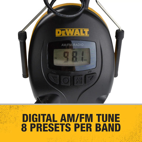 Hearing Protection Earmuffs With AM FM Radio And LCD Display, 8 Presets, Aux Input, NRR 25dB, Digital Tuning Close-up