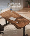 Built Tough Electric Standing Desk With Heavy Duty Dual Motors And Super Smooth Height Adjustments, Rock Solid Ergonomic Sit Stand Home Office Desk Featuring Usb-C Charging And Memory Presets, solid wood surface, premium walnut finish.