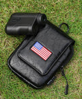 Patriotic US Flag Golf Rangefinder Hard Shell Case With Magnetic Closure Fits Most Rangefinders on grass with rangefinder