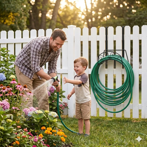 Heavy Duty Metal Hose Stand With Wall Mount Or Hanging Bracket Outdoor Water Hose Holder Reel In Black Sturdy Steel