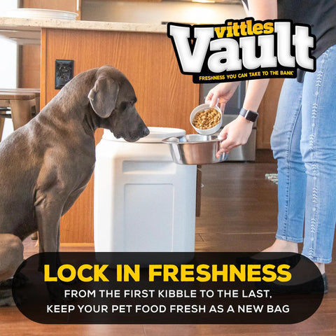 Heavy Duty Airtight Pet Food Storage Container With Bonus Scoop Holds Fifty Pounds Dry Kibble Locks Out Pests Smooth Keeps Every Batch Crispy Fresh Ready To Scoop Any Time Now