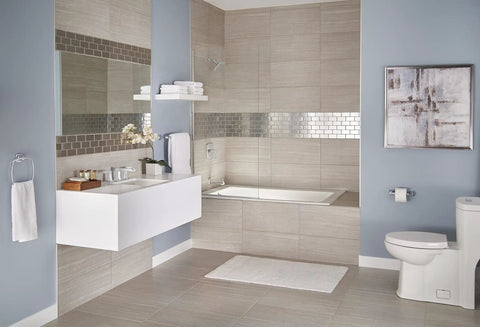 Modern bathroom featuring Townsend 24 Inch Towel Bar In Polished Chrome, Built To Last Brass Construction For Bathrooms above sink