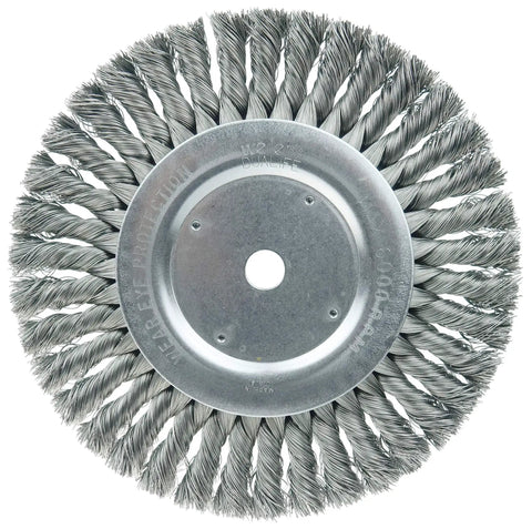 Eight Inch Twist Knot Wire Wheel With Steel Fill And Five Eighths Inch Arbor For Grinders And Buffing Lathes Heavy Duty Rust Paint Removal Surface Prep Weld Scale And Spatter Cleanup Made In The USA