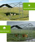 Heavy Duty Walk In Metal Chicken Coop With Spire Roof And Waterproof UV Cover Large Outdoor Run For Ducks And Chickens