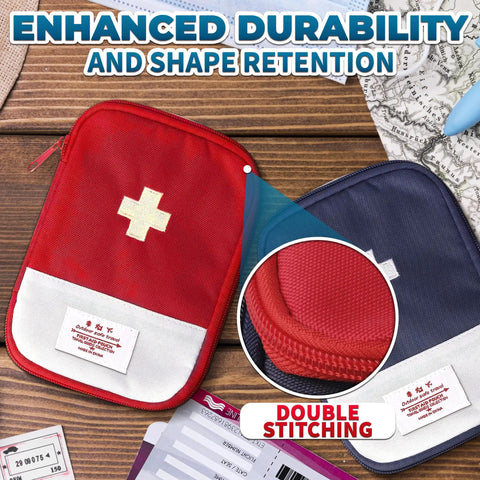 Two Pack Grab And Go Travel First Aid Bag Set With Zippered Compartments Portable Small Medical Pouch Water Resistant 7.1x5.1 Inch Kit