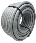 Roll of Super Flexible Half Inch Non Metallic Liquid Tight Conduit Type B UL Listed 100 Feet Made In USA, gray PVC material.