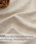 Natural Linen Blend Heavy Fall Curtains 86 Inches Long For Bedroom And Living Room fabric close-up showing texture and thickness.