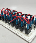 Back view of 8 Gang White Boat Switch Panel With Blue LED Indicator Rocker Circuit Breaker Splashproof Marine Panel