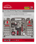 79 Piece Multi Purpose SAE And Metric Tool Set With Sockets in durable case, includes various tools for garage and home use