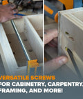 Pocket Hole Screw Kit With Color Coat Self Tapping Coarse Thread Wood Screws being used for carpentry project