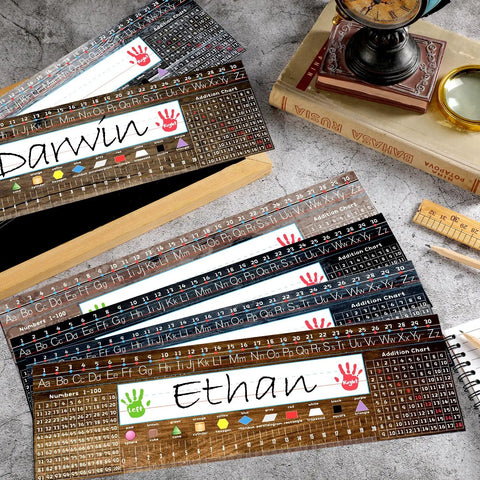 48 Desk Name Tags Classroom Set With Traditional Manuscript Nametags Self Adhesive Alphabet Number Line Ruler Addition Chart