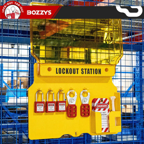 Lockout Tagout Kit and Wall Station for OSHA Safety, 6-Position Lockout Station with 3 Keyed-Different Padlocks, 2 Steel Hasps