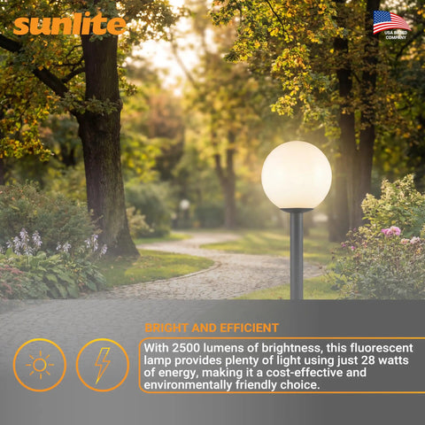 12-Inch Outdoor Post Mount Light Fixture With E26 Socket White Frosted Globe Black Base Weatherproof Wet Rated UL Listed Fits Standard 3-Inch Post Post Not Included Go-To Outdoor Lighting For Porch Patio And Garden Pathways illuminating a garden path at dusk.